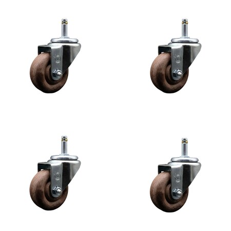 Service Caster 3'' High Temp Glass Filled Nylon Wheel Swivel 7/16'' Grip Ring Caster Set, 4PK SCC-GR20S314-GFNSHT-716138-4